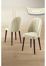 Resim Canisa Kaye Serisi Mdf 90x168 Atlantik Çam Mutfak Masa Takımı 6 Krem Sandalye Atlantik Çam Masa Krem Sandalye 