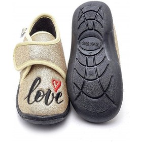 Resim Gold Love Nakışlı Çocuk Panduf Altın 