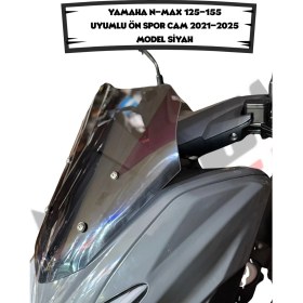Resim Jiekai Yamaha N-Max 125-155 Uyumlu Ön Spor Cam 2021-2025 Model Siyah (Genişlik: 41 cm Yükseklik: 44 cm Kalınlık: 4 mm 