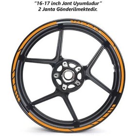 Resim Motosiklet Jant Şeridi Jant Sticker Dekor Model Parçalı Desen Sticker Set Turuncu 