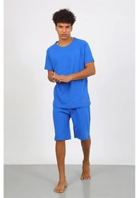 Resim Giyim Erkek Pamuk Lakost Alt Üst Kaprili Pijama Takım Saks Saks 