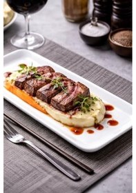 Resim Dikdörtgen Servis Tabağı Seti, 6'lı Set, Modern Ve Minimal Tasarım, Meze, Sushi Ve Et Sunumları İçin İdeal Açık Gri 