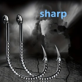 Resim 10'lu Paket Ağır Hizmet Karbon Çelik Balıkçılık Kancaları - Tatlısu, Tuzlu Su, Levrek ve Bass için Keskin Bağlantı Noktalarıyla Güvenli - Erkekler, Babalar, Oltaçılar İçin İdeal Hediye (Noel, Babalar Günü, Sevgililer Günü, Şükran Günü) - Dayanıklı Balıkçılık Aksesuarları, Balıkçılık Ekipmanları, Köpekbalığı Yüzgeci Tasarımı, Keskin Kanca 