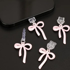 Resim 1 adet Pembe Fiyonklu Telefon Toz Tıkacı, iPhone/Type-C/Android/Kulaklık Bağlantıları için Uygun 