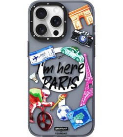 Resim İphone 14 Pro Max Uyumlu Kılıf Magsafe Şarj Özellikli Youngkit İn Paris Serisi Kapak Gri 