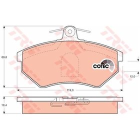 Resim TRW GDB1044 Fren Balatası Ön Fıssız Golf III 91- Golf IV 97- Passat B3 88-91 Vento 91- Caddy 91- / Cordoba Fren Balatası 37982824 