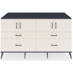 Resim Kronos Konsol 2 Raflı 4 Çekmeceli 4 Kapaklı 176x59x99 Antrasit-ay Antrasit-aytaşı 