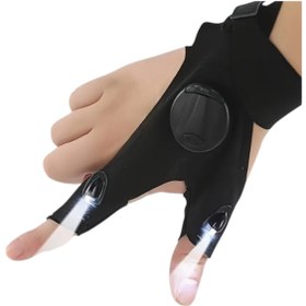 Resim SOSYETEZGAHI 1 Çift Led El Feneri Işıklı Eldiven Örme Kumaş Parmak Işıklı Eldiven, Pil Güçlü,Araç Tamir Eldiveni 