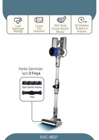 Resim Sinbo SVC 8621 Bldc Motorlu Dikey Kablosuz Şarjlı Led Aydınlatmalı Süpürge 