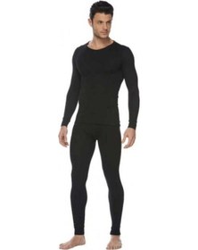 Resim Erkek Siyah Termal Takım Alt Üst -20 +20 Derece Tam Koruma Siyah 