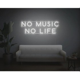 Resim No Music No Lıfe Yazılı Neon Tabela Beyaz 