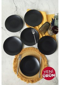 Resim Keramika Mat Siyah Ege Pasta Tabağı 20 Cm 6 Adet 956 Siyah 