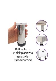 Resim Metal Ayarlanabilir 12 Cm Krom Destek Ayağı Mobilya Kanepe Baza Koltuk Dolap Sehpa Tv Ünitesi Ayağı 