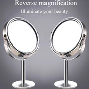Resim 20x1x Şık Çift Taraflı Makyaj Aynası - Krom Metal Çerçeve, 360° Dönebilir, Taşınabilir, Tuvalet Masası, Banyo, Yatak Odası, Seyahat İçin Uygun - İdeal Hediye, Taşınabilir Kozmetik Ayna 