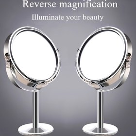 Resim 20x1x Şık Çift Taraflı Makyaj Aynası - Krom Metal Çerçeve, 360° Dönebilir, Taşınabilir, Tuvalet Masası, Banyo, Yatak Odası, Seyahat İçin Uygun - İdeal Hediye, Taşınabilir Kozmetik Ayna 