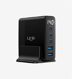 Resim Linktech LNG-G862 Premium 5 Çıkışlı 140W Super SI GaN Şarj Adaptörü 