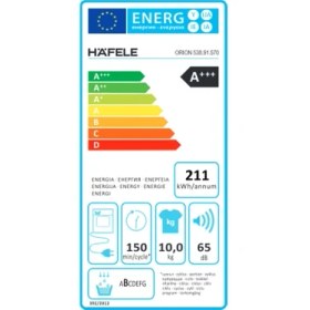 Resim Hafele Orion Kurutma Makinesi 10 Kg Kapasite A+++ Enerji Sınıfı Isı Pompalı Çocuk Kilidi 