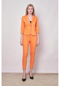 Resim JUMENT Yüksek Bel Kalın Kemerli Cepli Dar Paça Bilek Boy Pamuklu Likralı Kumaş Pantolon -mango 