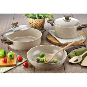 Resim Gülsan Safran 5 Parça Granit Tencere Seti GULSAN.032 Vizon 