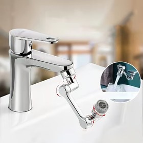 Resim 1080° Dönen Mekanik Kolu Su Musluğu, Sıçrama Karşıtı Uzatılabilir Püskürtme Başlığı, Dayanıklı Plastik, Mutfak ve Banyo için Kolay Kurulum - Alan Tasarrufu Tasarımı, Banyo Lavabosu için Musluk, Modern Musluk, Yüksek Kaliteli Kaplama 