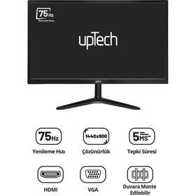 Resim Uptech 19" Led Monitör 75hz 5ms Hdmı Vga Geniş Ekran Bilgisayar Monitörü 