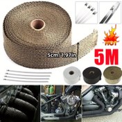 Resim Motosiklet Egzoz Başlığı Pipte Kullanılan 5m Fiberglas Isı Kalkanı - 1.5mm x 50mm x 5m Yalıtım Kaplaması, 0.059inç x 1.97inç x 196.85inç, Dayanıklı ve Alev Giderici Malzeme, Isı Hasarı Karşıında Korur 