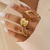Resim 3 Adet Elegant Çinko Alaşım Düzensiz Hollow-Out Yüzük Seti Kadınlar Için, Moda Metal Tarzı, Dans Partileri ve Toplantılar Için Mükemmel, Tüm Mevsimler Için Çok Yönlü 