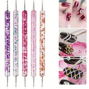 Resim 1/5'li set Tırnak sanatı nokta boncuk nokta çiçek kalem seti tırnak aracı nokta kalem özel set kalem yapıştırıcı nokta nokta kanca kenar çok başlı nokta matkap kalem 