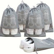 Resim 5 adet Ultra Hafif Beyaz Non-Woven Ayakkabı Saklama Çantaları - Fermuarlı, Toz Geçirmez, Alan Tasarrufu Sağlayan Seyahat Organizatörü Sneaker ve Günlük Ayakkabılar için, Ayakkabı Saklama Çantası 