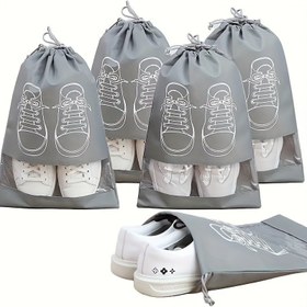 Resim 5 adet Ultra Hafif Beyaz Non-Woven Ayakkabı Saklama Çantaları - Fermuarlı, Toz Geçirmez, Alan Tasarrufu Sağlayan Seyahat Organizatörü Sneaker ve Günlük Ayakkabılar için, Ayakkabı Saklama Çantası 