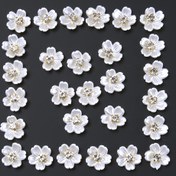 Resim 30 Adet Pipitree 12mm Beyaz Akrilik Çiçek Yama - Parlak Altın Merkezli, DIY Takı Yapımı, Giysi Aksesuarları, El Yapımı Hediye Dekoru, Sevgililer Günü, Anneler Günü, Şükran Günü Hediyeleri, Dayanıklı 