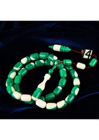 Resim Kadim Katalin Bilardo Top Obje No:14 Kapsül Kesim 7x10.5mm Tespih Beyaz - Yeşil 