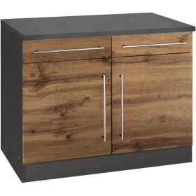 Resim Asel Mutfak Çekmeceli Alt Modül - Dolap 120 Cm Antrasit-atlantik Çam Tezgah Dahil Antrasit 