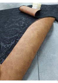 Resim Ultrasoft Desenli Siyah 3 Lü Banyo Paspası Halısı Seti Kaymaz Siyah 