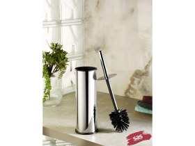 Resim SAS 3LT KROM 2'li Banyo Seti Pedallı Çöp Kovası wc Klozet Tuvalet Fırça Seti Banyo Çöp Kovası 