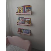 Resim Emta Pembe Çıtalı Ahşap Raf Montessori 3'lü 50 cm 
