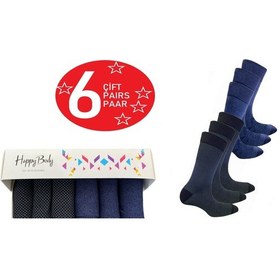 Resim Happy Body (Art...: 13371-1L) Erkek Penye Pamuklu 6 Çift Kutulu Lacivert - Siyah 