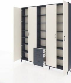 Resim Arges Dolap 17 Raflı 3 Çekmeceli 4 Kapaklı 220x30x243 Antrasit-aytaşı/antrasit Aytası/antrasıt 