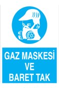 Resim Uytab Gaz Maskesi Ve Baret Tak Uyarı Tabelası - 70x100 Foreks - Dİ17 