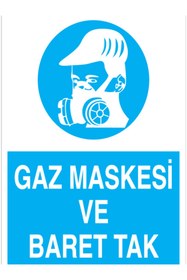Resim Uytab Gaz Maskesi Ve Baret Tak Uyarı Tabelası - 70x100 Foreks - Dİ17 