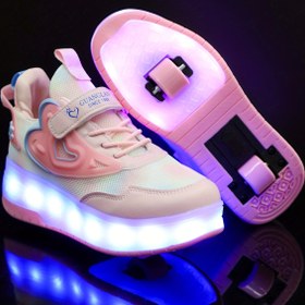 Resim GUANGLAN Kızlar için USB Şarj Edilebilir 16 Renkli LED Işıklı Sneaker, Döner Toka Kapatma, Nefes Alabilir Mesh & TPR Taban - Hareket Sensörlü ve Parlayan Tekerlek Sistemi ile Gece Koşusu, Okul, Partiler (Çocuklar/Gençler) - Tüm Mevsimlerde Kullanım İçin Düşük Üstlü Kaykay Ayakkabıları 