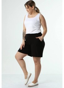Resim Myline Beli Lastikli Cepli Penye Şort (490575781) 