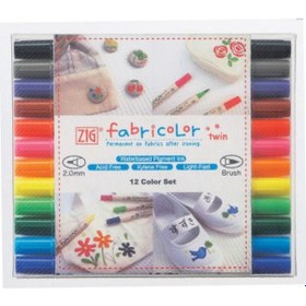 Resim Zig Fabricolor Twin Çift Uçlu Tekstil Kumaş Boyama Kalemi 12 Renk 