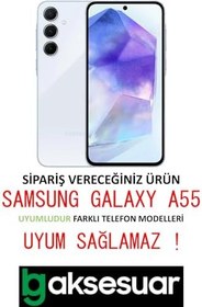 Resim Samsung Galaxy A55 ile Uyumlu Baskılı, Kamera Korumalı, Tam Kaplama Silikon Kılıf, Mor 