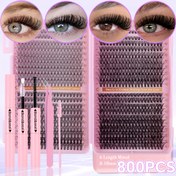 Resim 200/800 Küme DIY Kirpik Uzatma Kiti Bağımsız Kirpik Kümeleri, 8-16mm Karışık 10D 20D 30D 40D 50D 60D 80D 100D, Kirpik Yapıştırıcısı ve Cımbız ile, Başlangıç Seviyesi İçin Uygun, Zarif Hediye Seti, Zarif Hediye, Yeni Yıl Hediyesi 