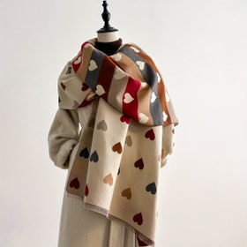 Resim Şık Kadınlar İçin Çift Taraflı Kalp Desenli Atkı Şal - Yumuşak ve Sıcak Bej/Kahverengi/Kırmızı/Gri/Beyaz Renklerde Siyah Kalp Deseni, Partiler, Randevular ve Günlük Kullanım İçin Mükemmel - Çok Yönlü Kış Aksesuarı, Elde Yıkanabilir, Kadın Kış Atkısı, Şık Kadın Atkısı, Kadın Kış Şalı, Kış Kadın 