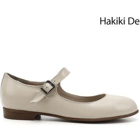 Resim Gönderi R Bej Rugan Bilek Bağlı Mary Jane Hakiki Deri Babet Bej Rugan 