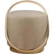 Resim Loop Serisi Puf, Metal Halkalı Puf, Makyaj Oturağı ,puf Bench Montajsız Oturak Gold Metal Ayaklı Cappuccino 