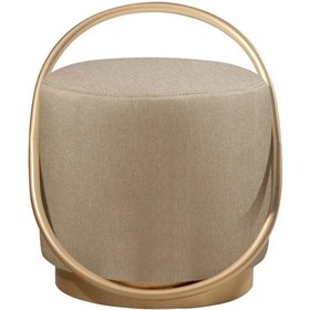 Resim Loop Serisi Puf, Metal Halkalı Puf, Makyaj Oturağı ,puf Bench Montajsız Oturak Gold Metal Ayaklı Cappuccino 