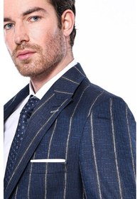 Resim Wessi Çizgili Açık Slim Fit Lacivert Erkek Ceket Siyah 